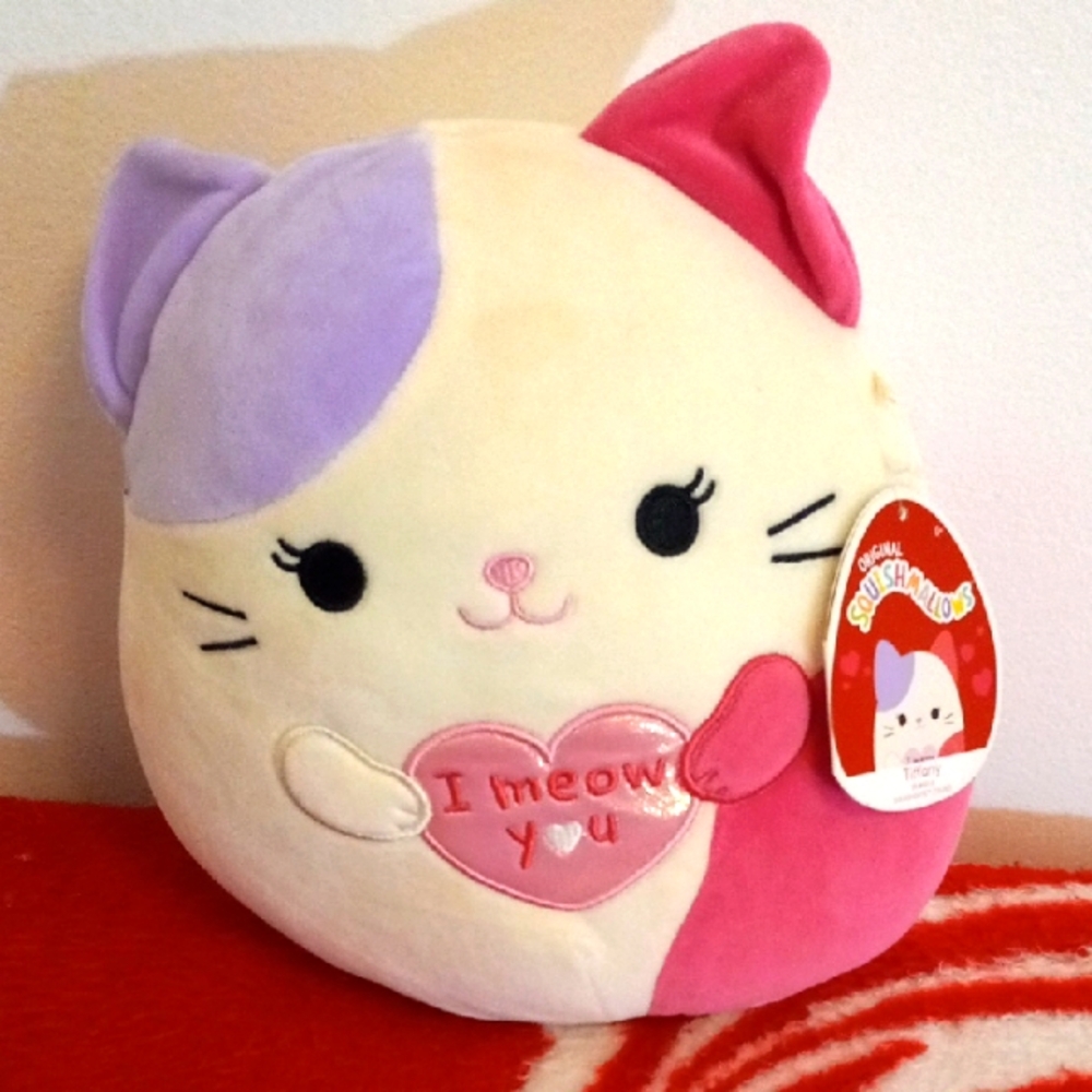NWT Squishmallows Cream, Pink, and Purple Cat Plush Tiffany